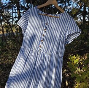 Blue and White Striped Linen Dress Pyne & Smith